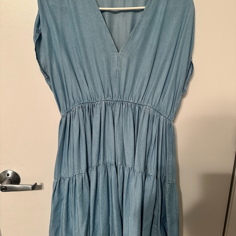 Mango Blue V-Neck Dress